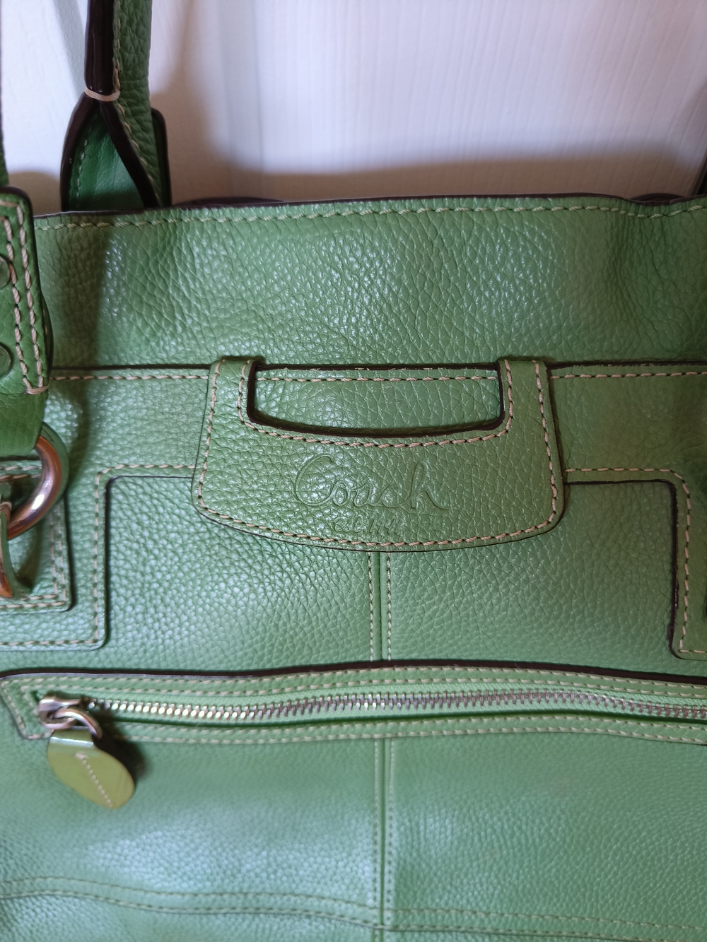 Coach Green Pebbled Leather Tote